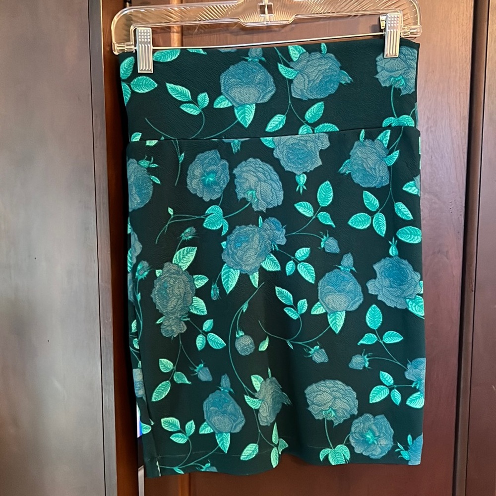 LuLaRoe Floral Skirt in Teal and Green